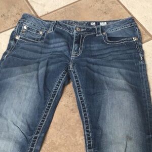 Miss Me Blue Ankle Cropped capris with Faded Wash